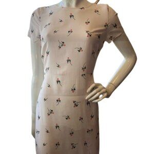 Free People Red Rose Floral Mini White Dress EUC